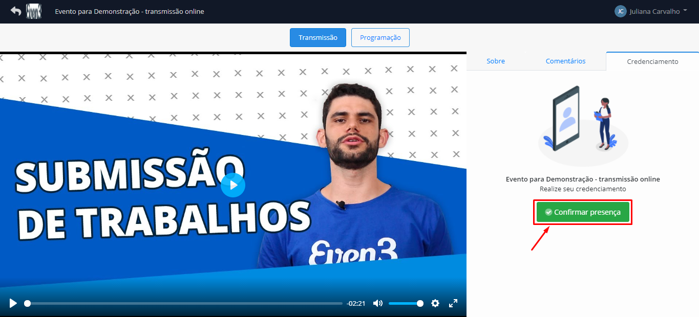 Confirme presença em eventos online