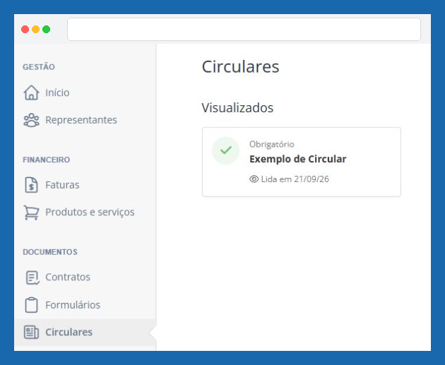 Circular publicada na Área do Expositor e Patrocinador