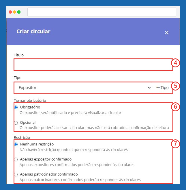 Preencher os dados da circular