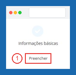 Etapa Informações básicas com o botão Preencher destacado em vermelho