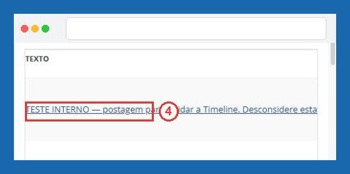 Texto da postagem na lista destacado