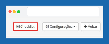 Botão Checklist no topo do quadro