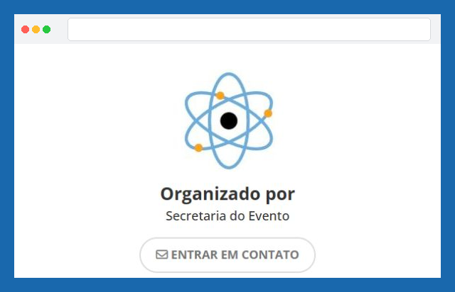 Seção Organizado por no final da página do evento, com a opção Entrar em contato