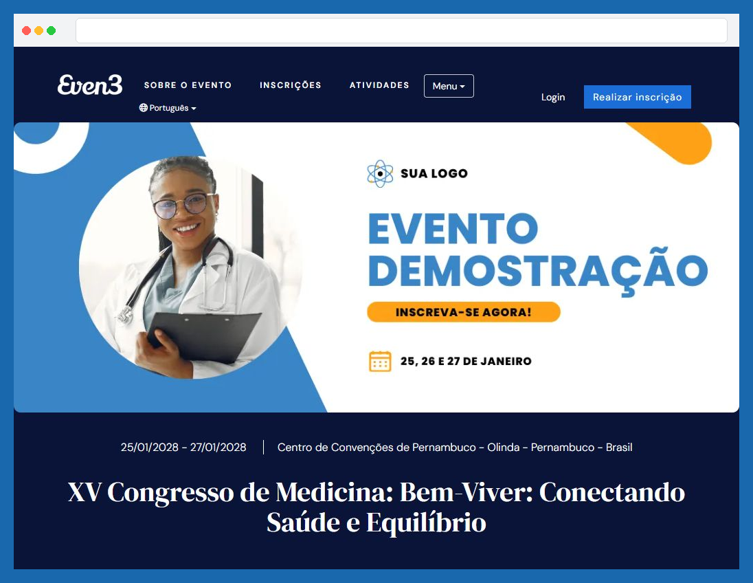 Página de demonstração no novo formato