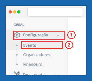 Menu Configuração e Evento