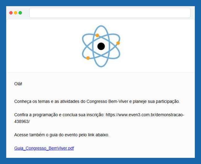 Prévia da mensagem com link para o guia em PDF