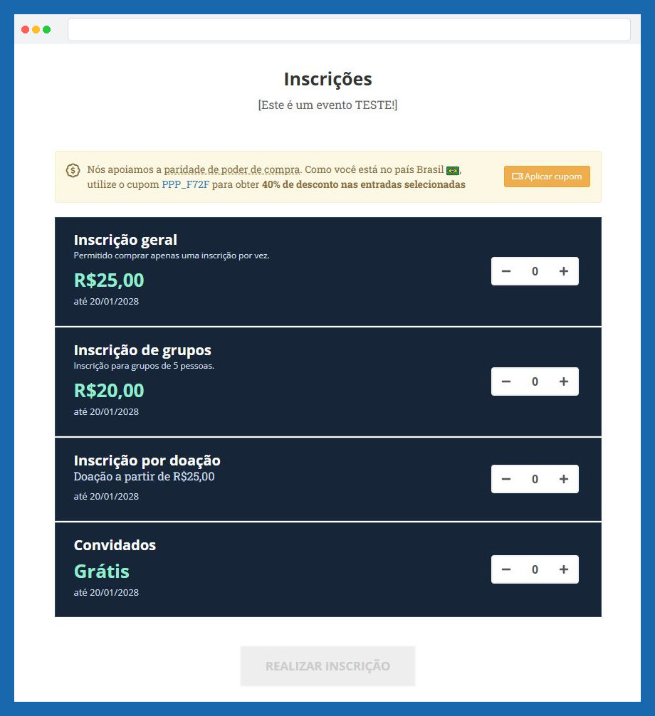 Lista escura com destaque no preço